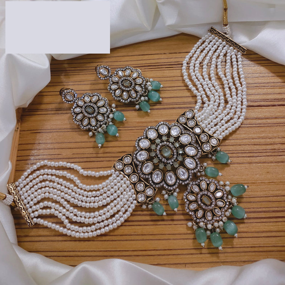 Lucentarts Jewellery Festive Pota And Austrian Beads Pearl Choker Necklace Set