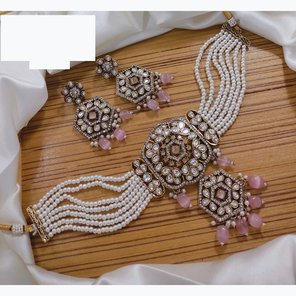 Lucentarts Jewellery Festive Pota And Austrian Beads Pearl Choker Necklace Set