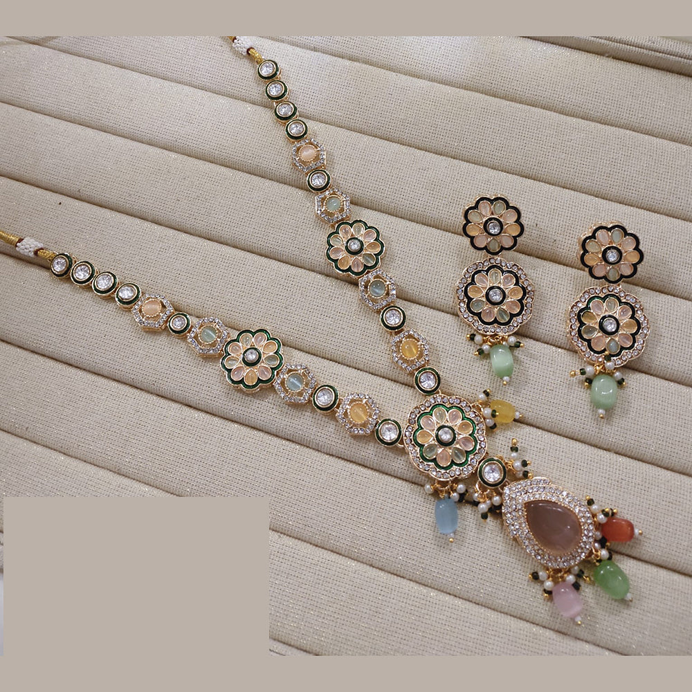 Lucentarts Jewellery Elegant Pota Stone And Beads Pearl Necklace Set