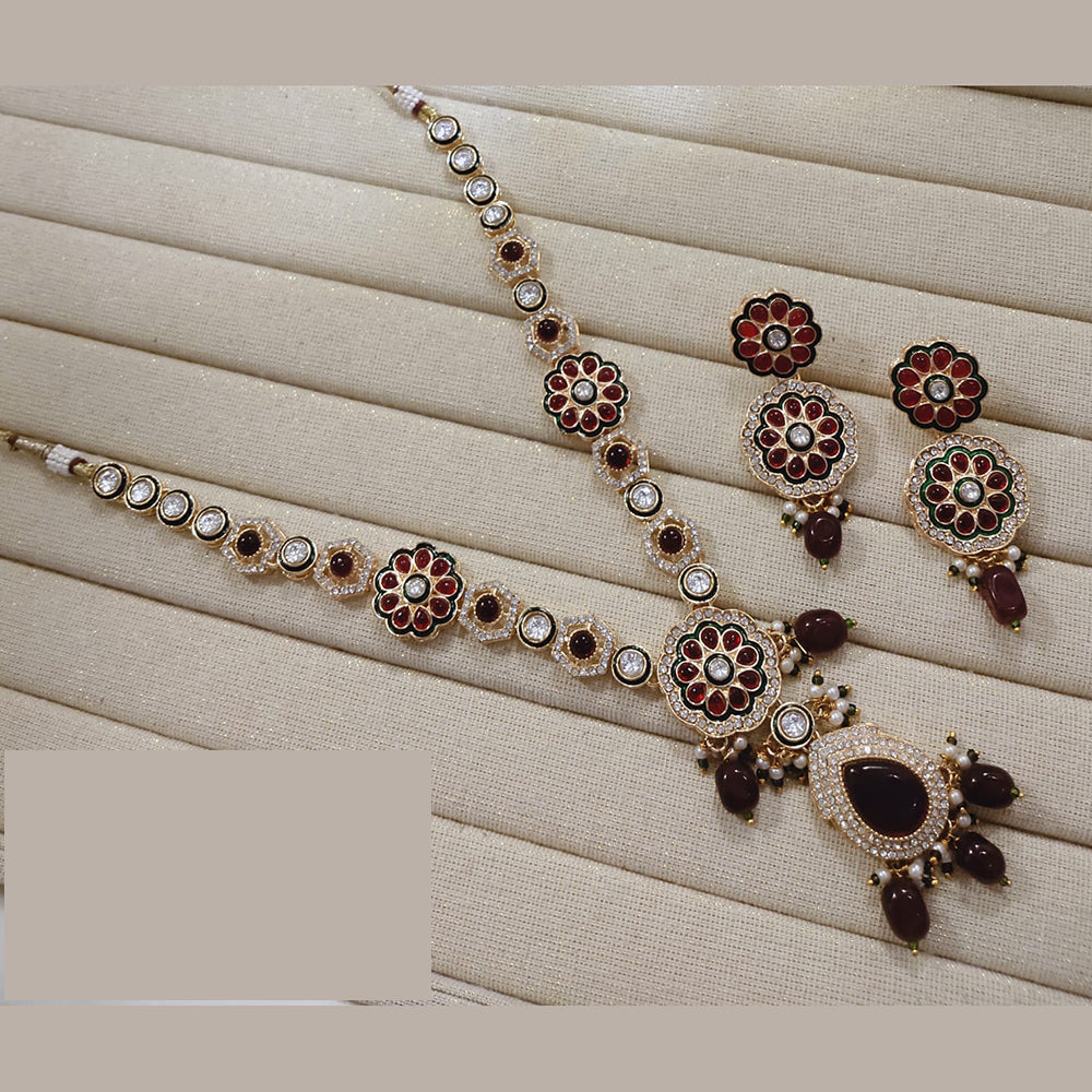 Lucentarts Jewellery Elegant Pota Stone And Beads Pearl Necklace Set