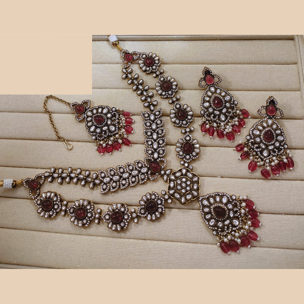 Lucentarts Jewellery Festive Pota And Austrian Beads Pearl Necklace Set