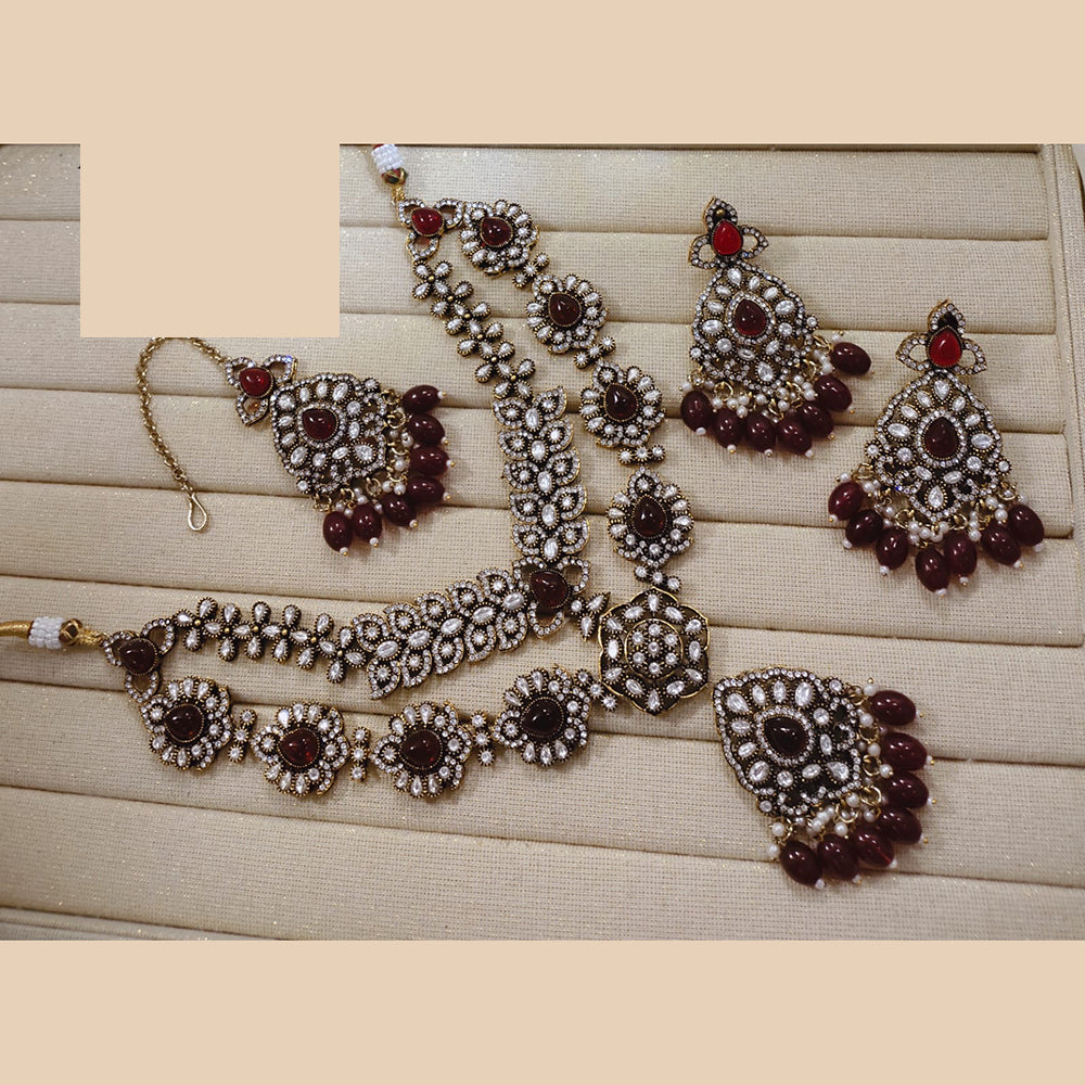 Lucentarts Jewellery Festive Pota And Austrian Beads Pearl Necklace Set