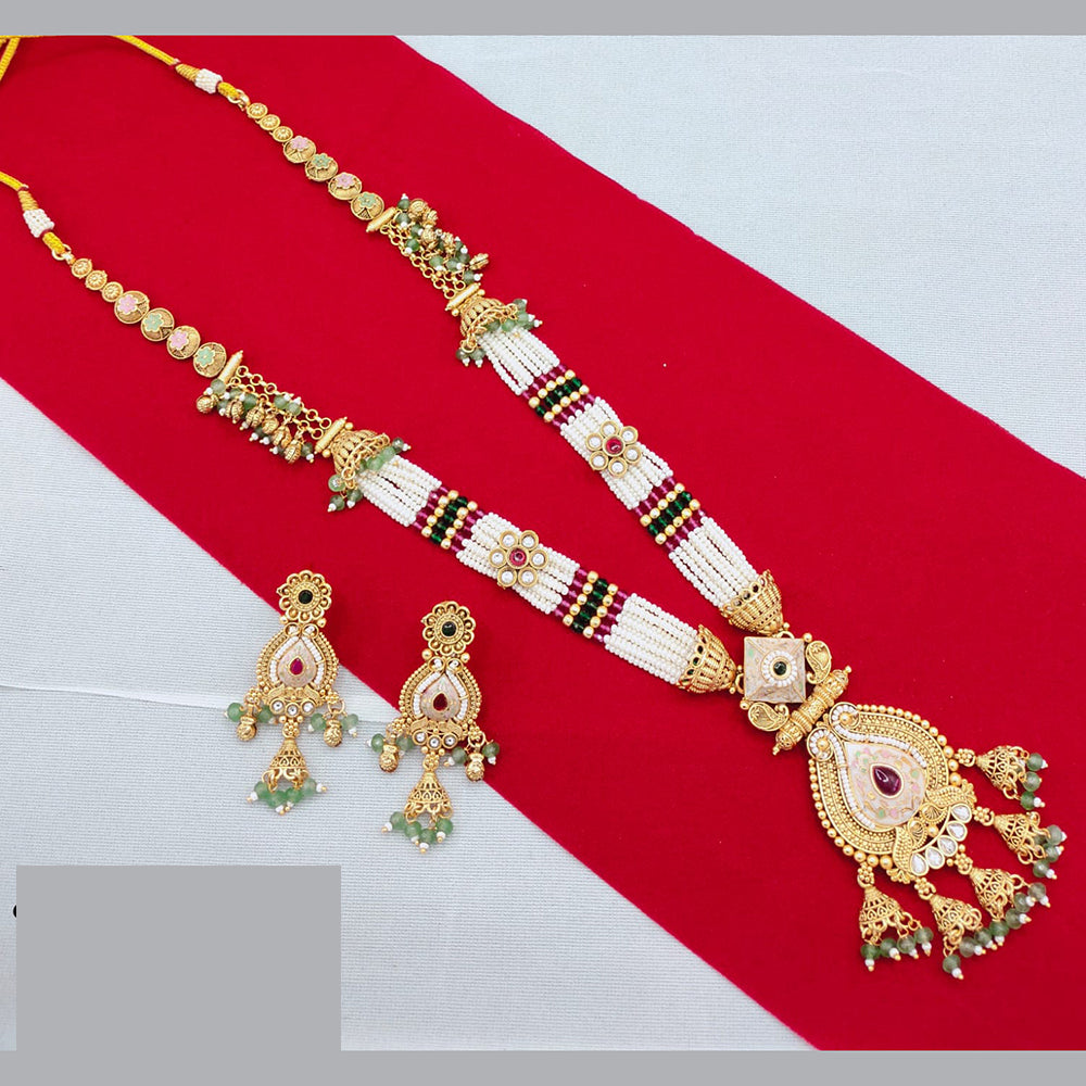 Lucentarts Jewellery Classic Pota And Meenakari Beads Pearl Long Necklace Set