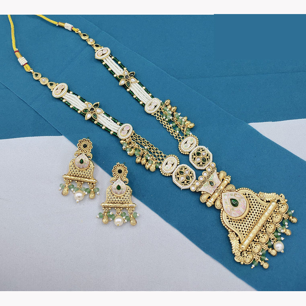 Lucentarts Jewellery Classic Pota And Meenakari Beads Pearl Long Necklace Set