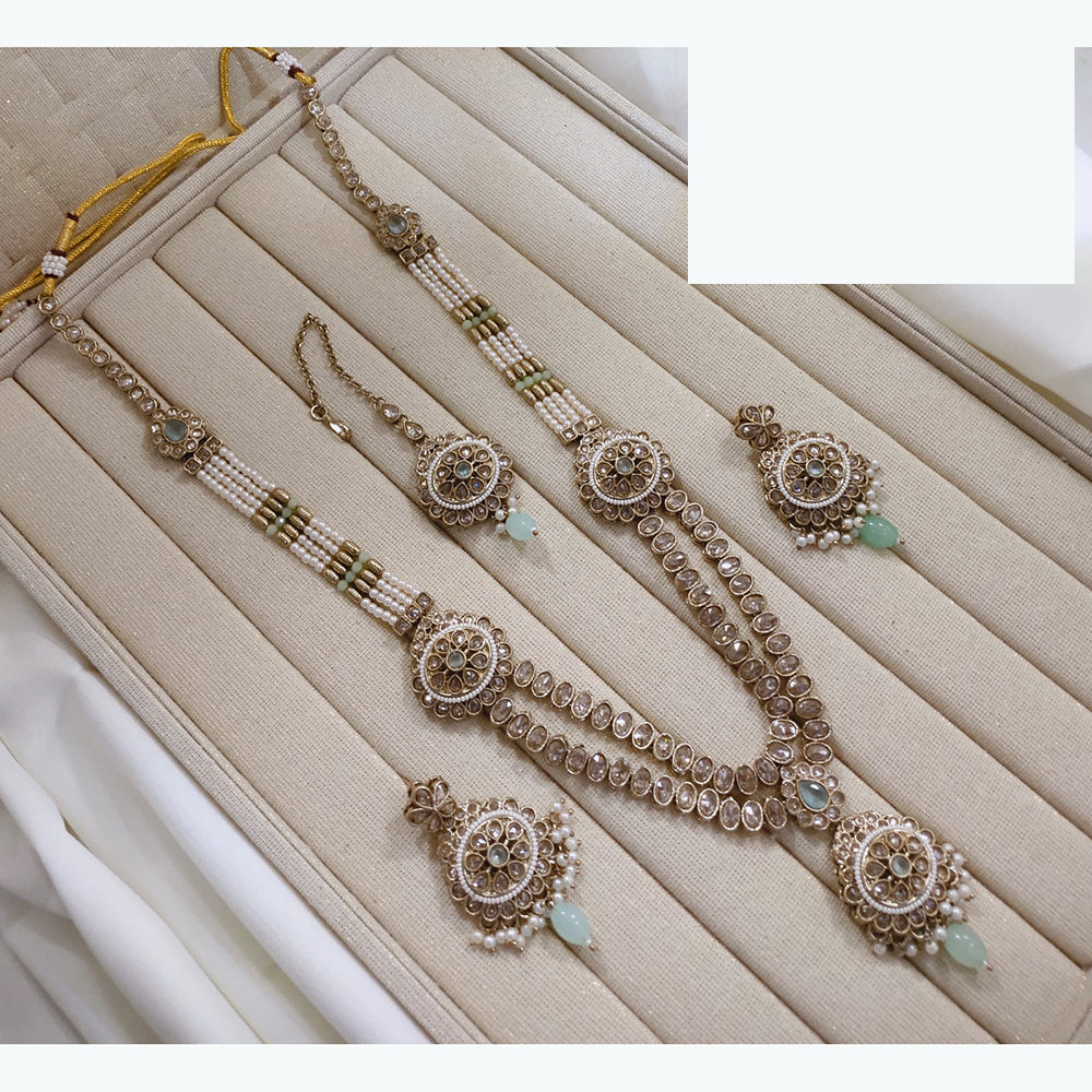 Lucentarts Jewellery Premium Crystal Stone And Pearl Beads Long Necklace Set