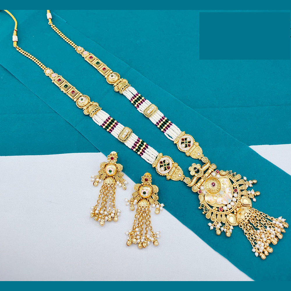 Lucentarts Jewellery Classic Pota And Meenakari Beads Pearl Long Necklace Set