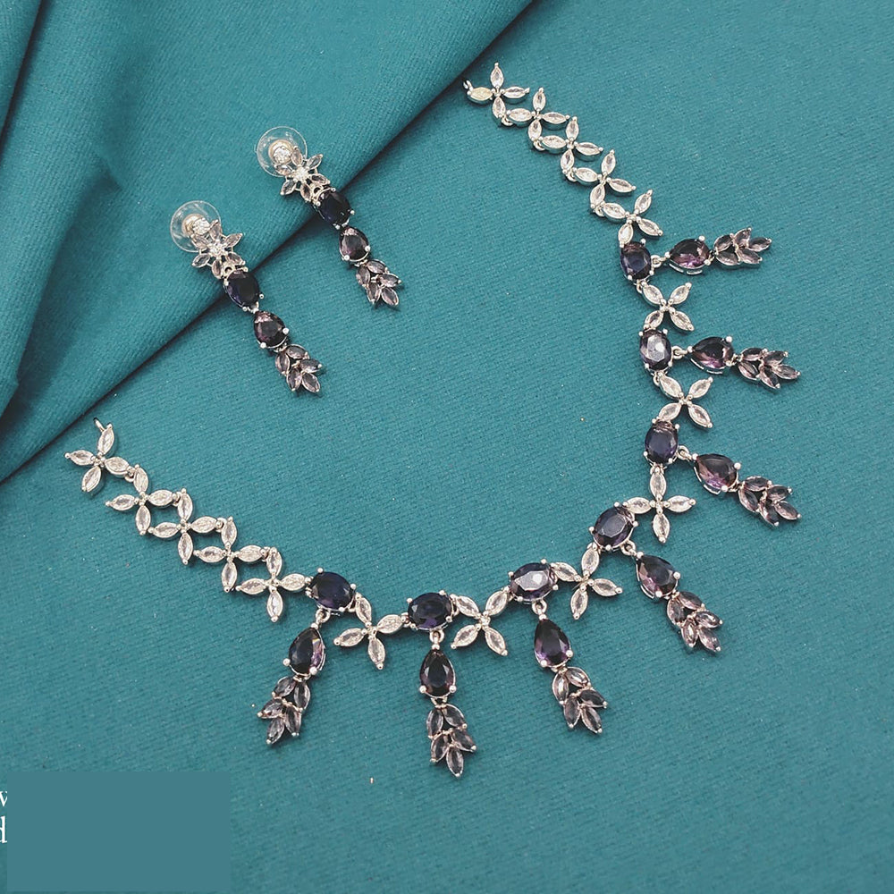 Lucentarts Jewellery Designer American Diamond Necklace Set