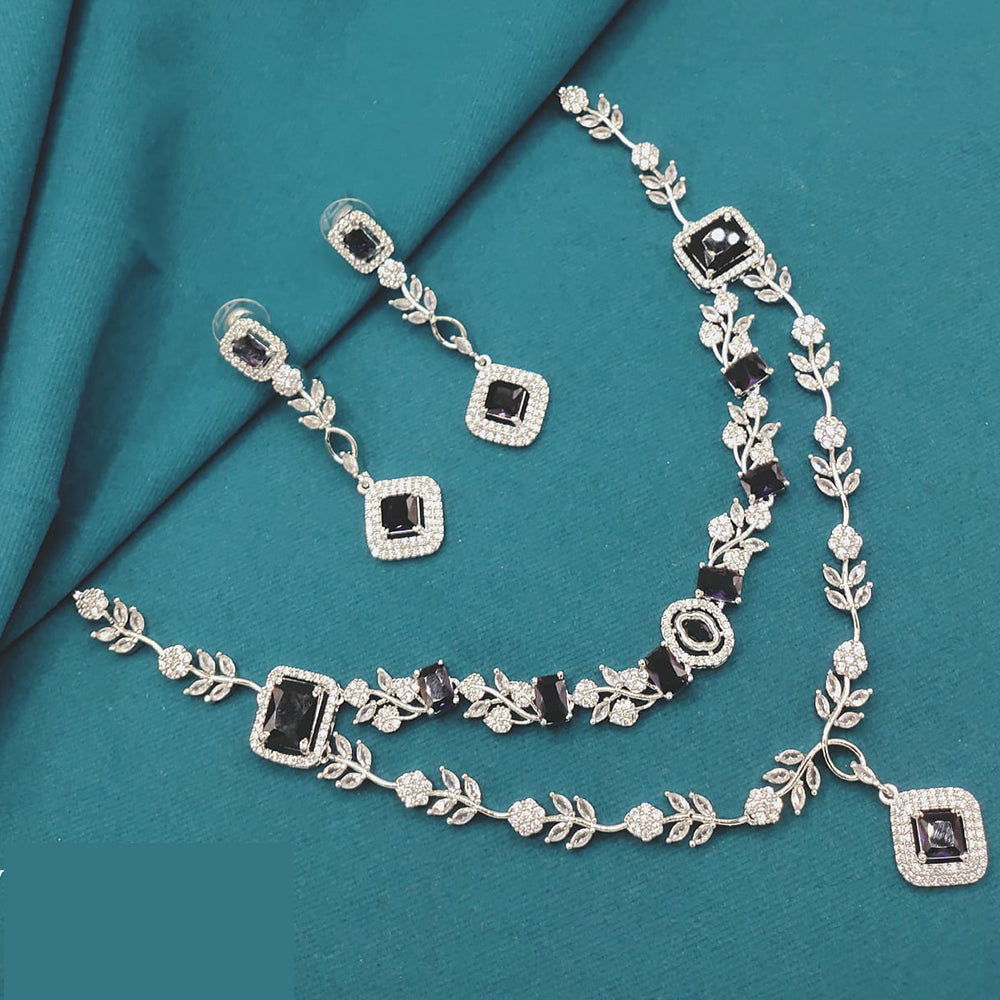 Lucentarts Jewellery Designer American Diamond Necklace Set