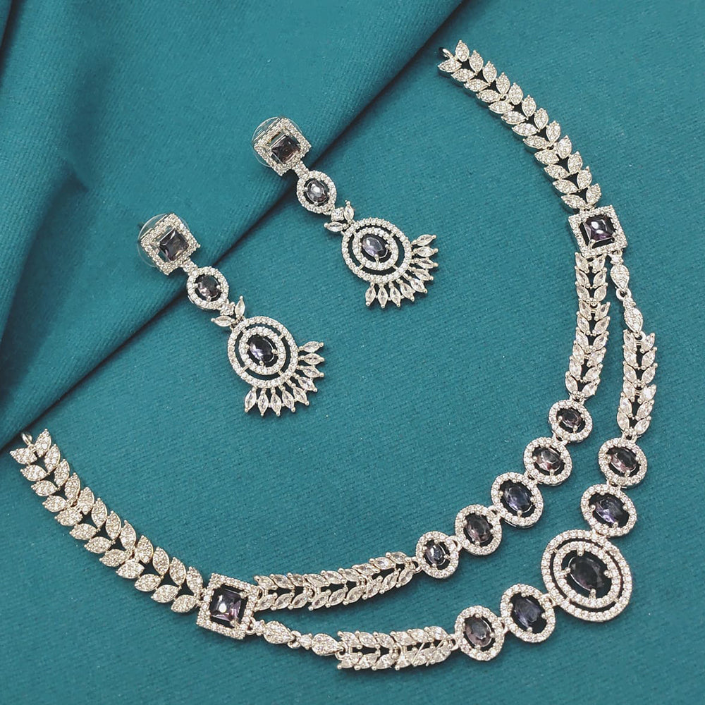 Lucentarts Jewellery Designer American Diamond Necklace Set