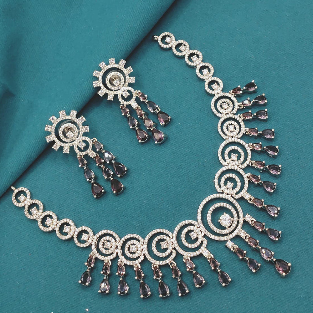 Lucentarts Jewellery Designer American Diamond Necklace Set