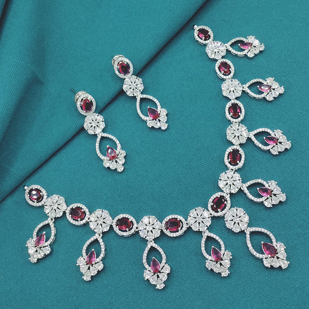 Lucentarts Jewellery Designer American Diamond Necklace Set