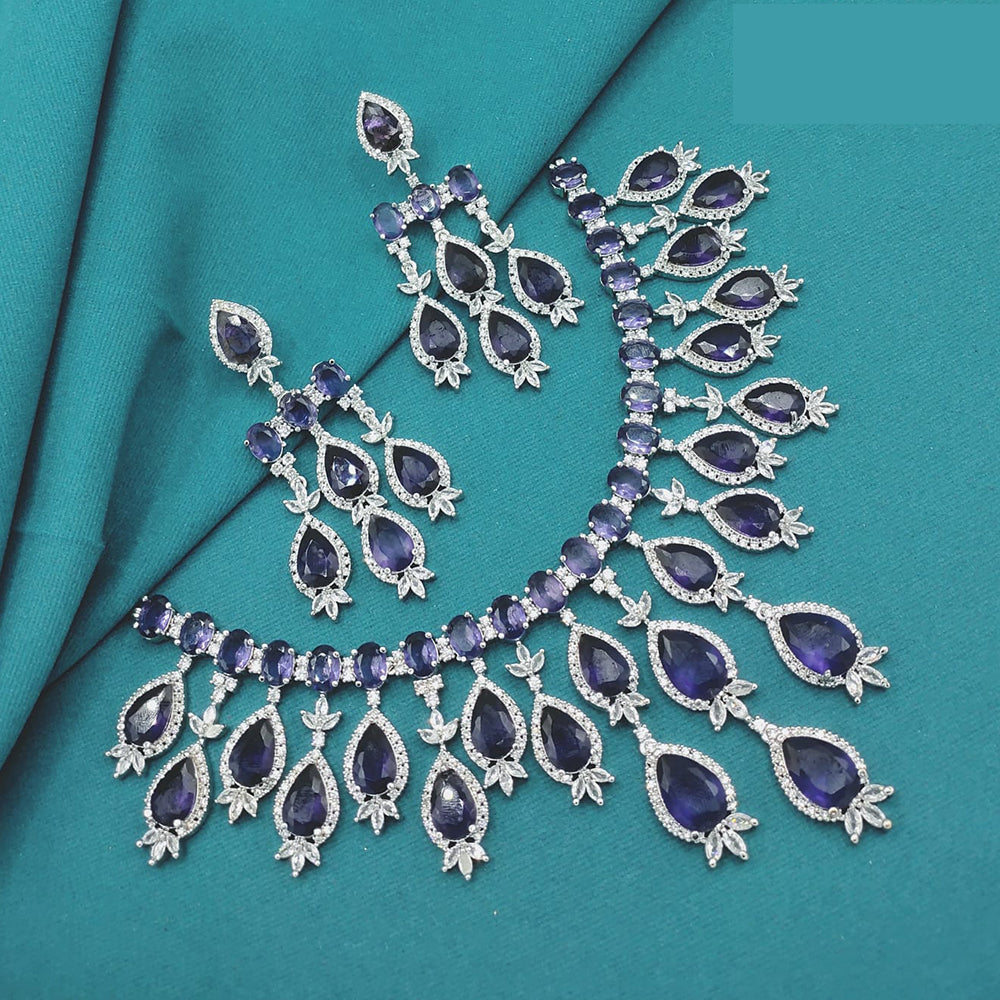 Lucentarts Jewellery Designer American Diamond Necklace Set