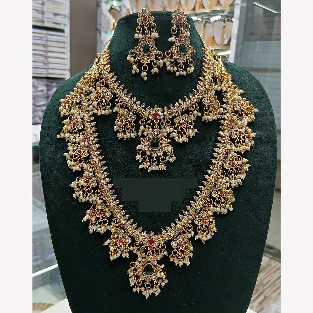 Lucentarts Jewellery Timeless Crystal And Pearl Necklace Set For Festive Wear