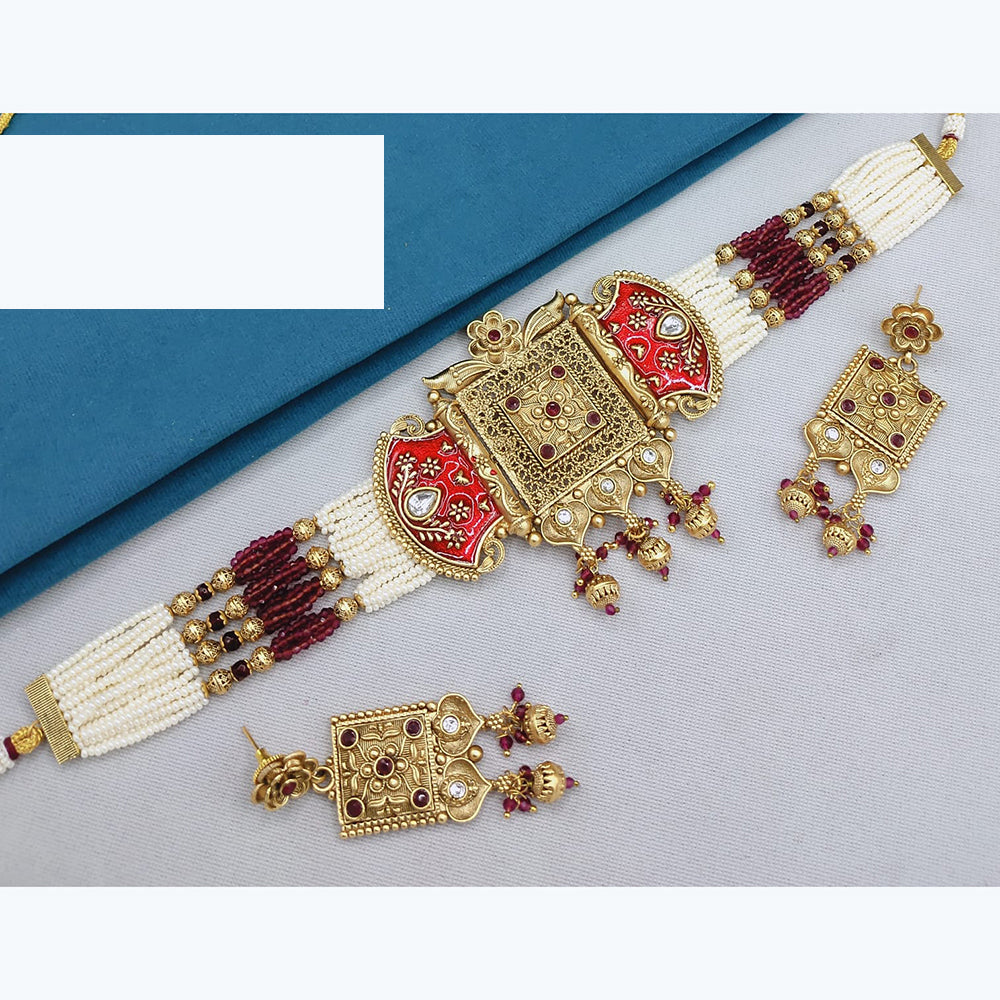 Lucentarts Jewellery Elegant Pota And Pearl Choker Traditional Meets Trendy Jewelry Set