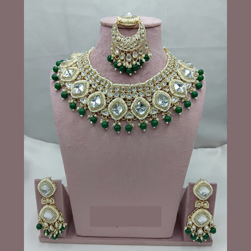 Lucentarts Jewellery Ethnic Royalty Kundan And Pearl Necklace Set For Bride And Festive Looks