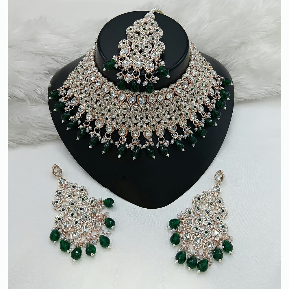 Lucentarts Jewellery Designer Austrain Stone And Bead Choker Necklace Set Elegant Ethnic Glamour