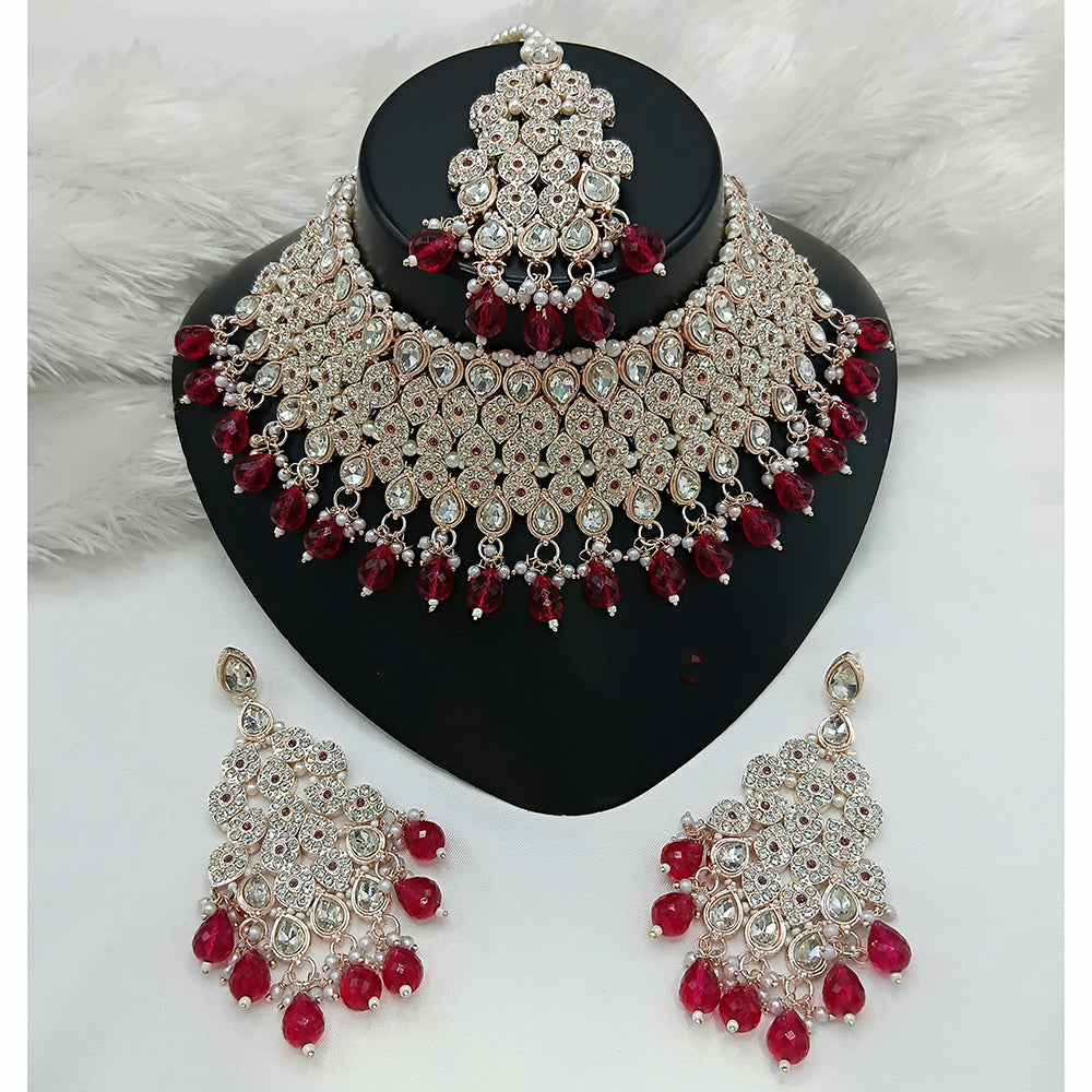 Lucentarts Jewellery Designer Austrain Stone And Bead Choker Necklace Set Elegant Ethnic Glamour