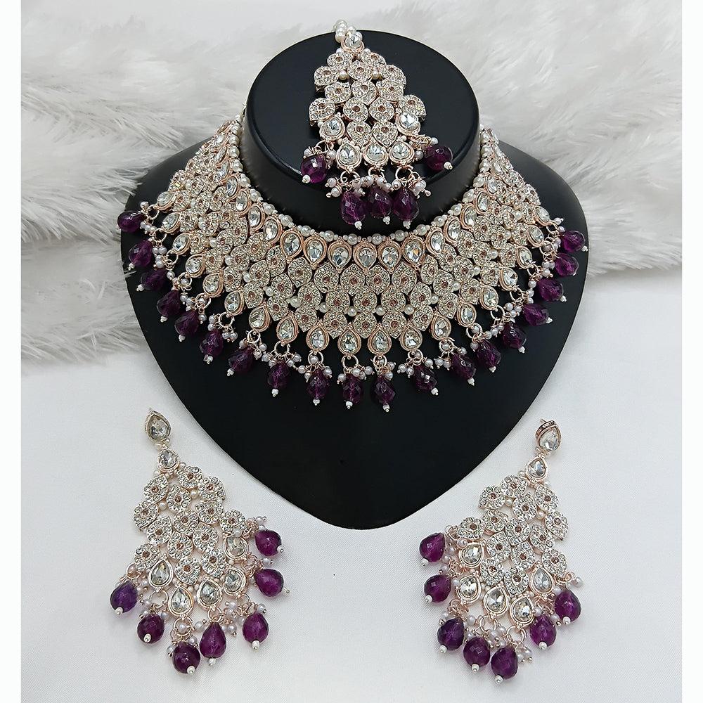 Lucentarts Jewellery Designer Austrain Stone And Bead Choker Necklace Set Elegant Ethnic Glamour