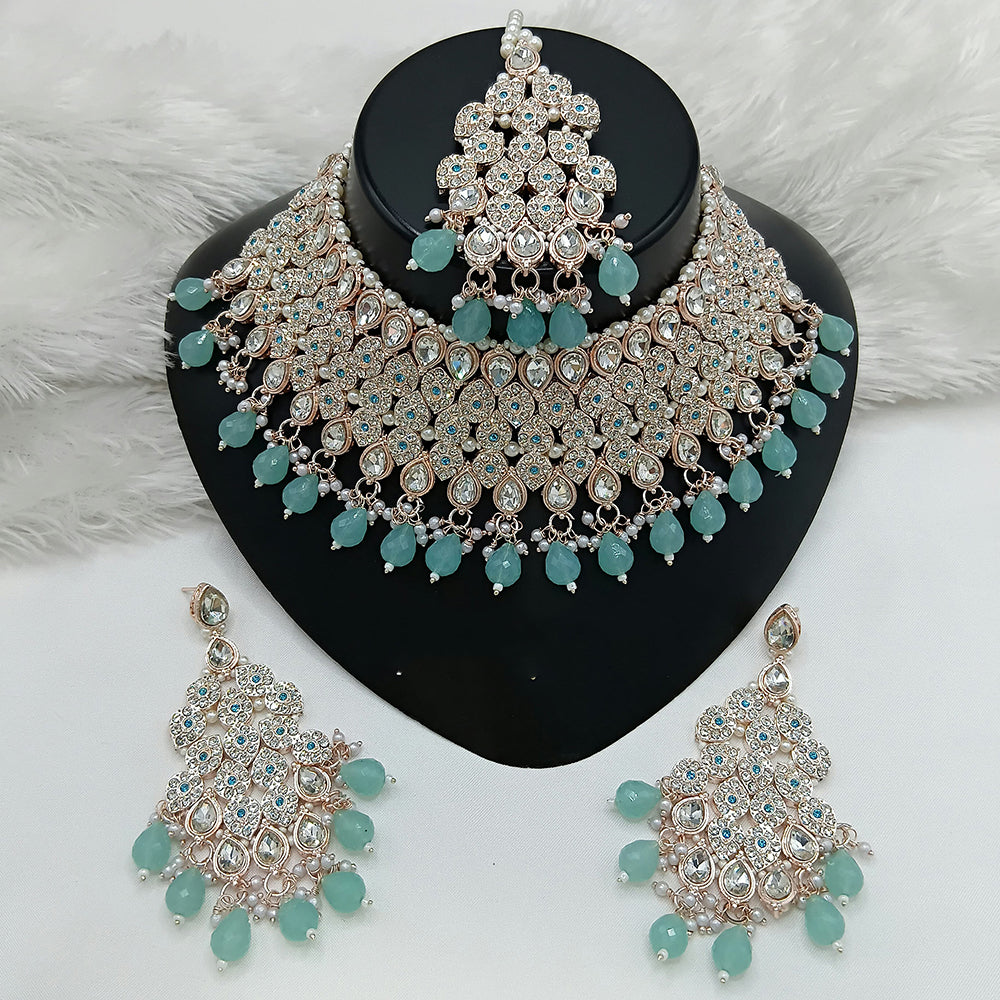 Lucentarts Jewellery Designer Austrain Stone And Bead Choker Necklace Set Elegant Ethnic Glamour