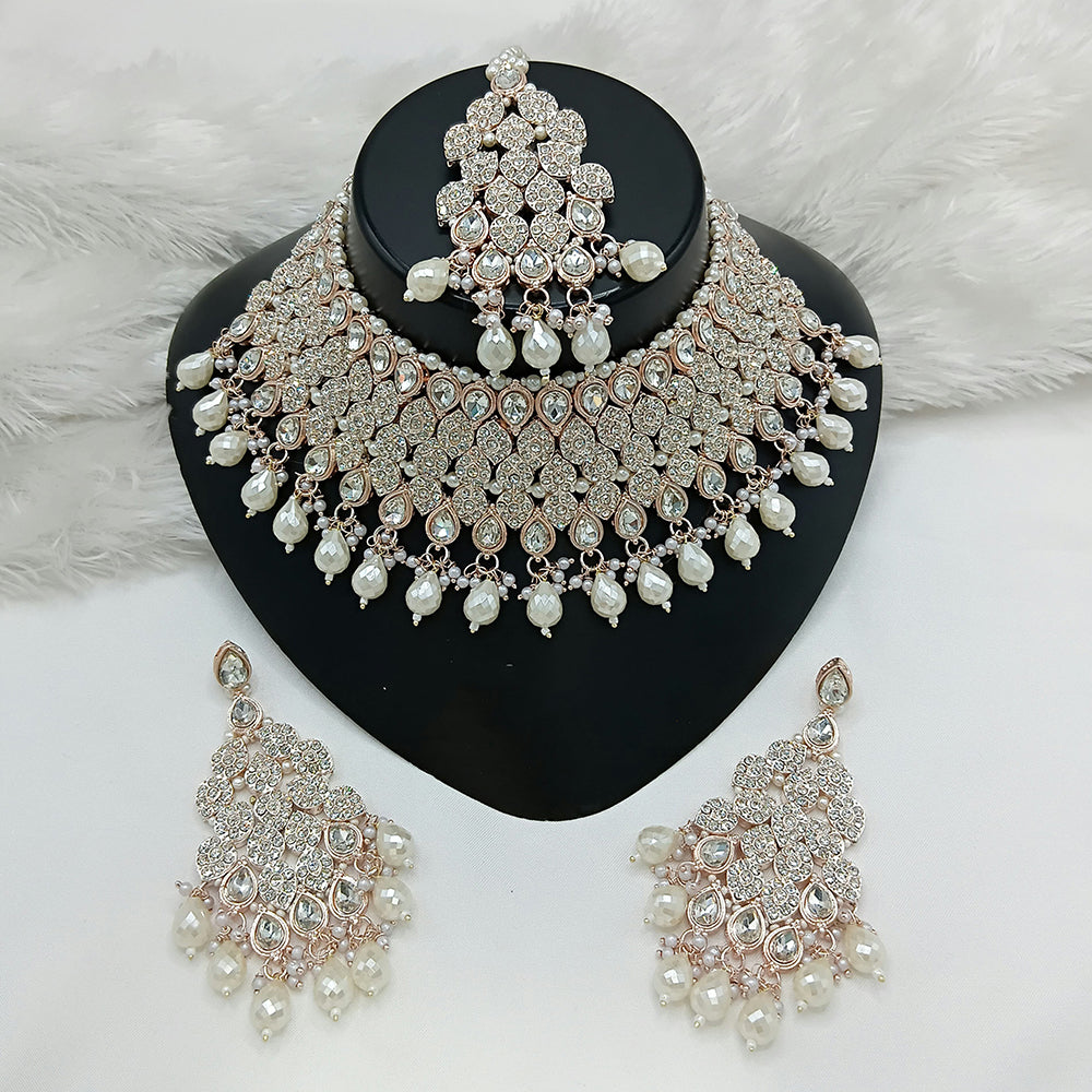 Lucentarts Jewellery Designer Austrain Stone And Bead Choker Necklace Set Elegant Ethnic Glamour