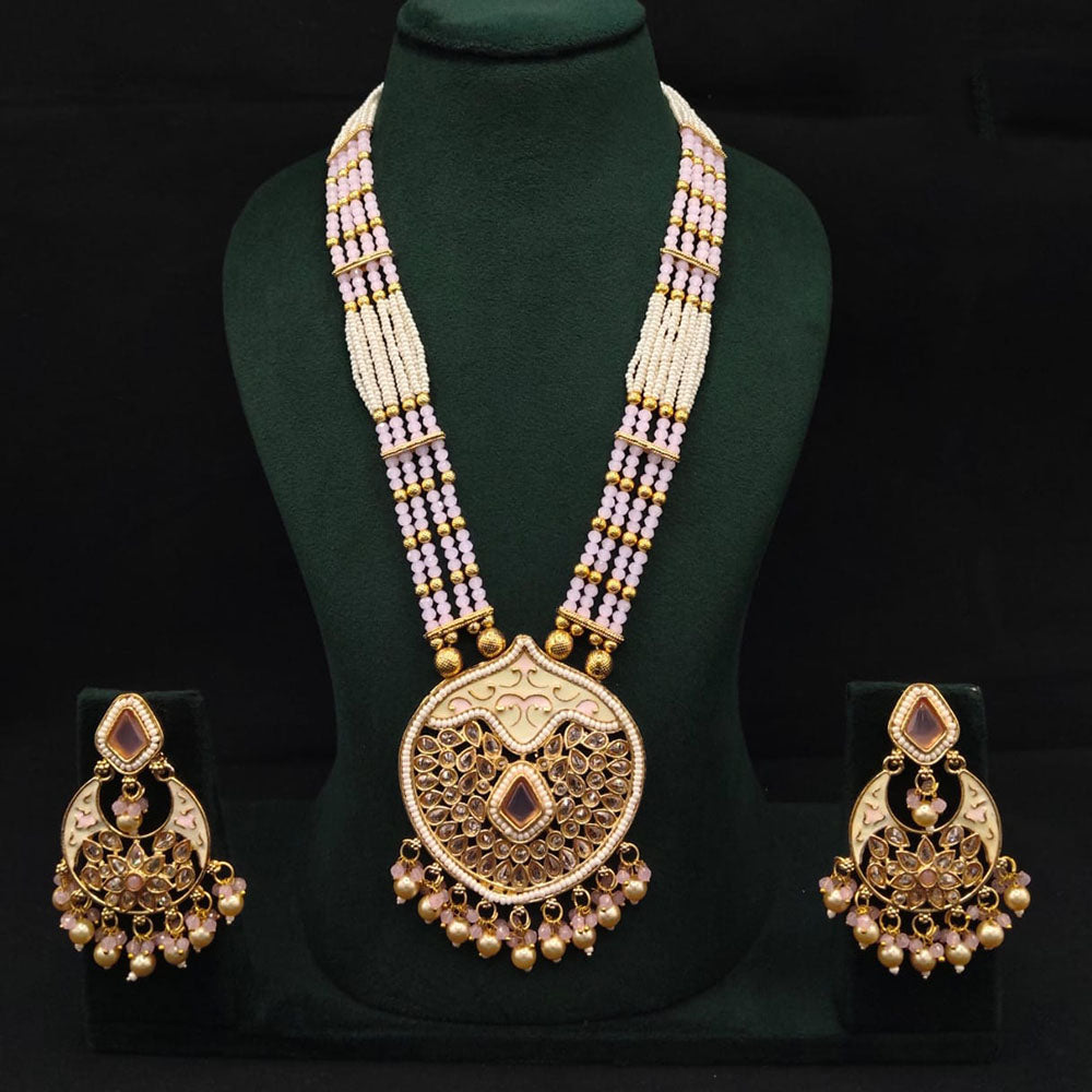 Lucentarts Jewellery Heritage Meenakari And Pota Stone And Pearl Long Necklace Set