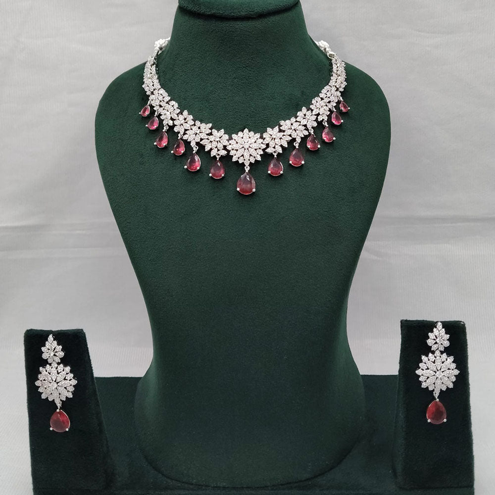 Lucentarts Jewellery Grand Luxury American Diamond Sparkle Necklace Set