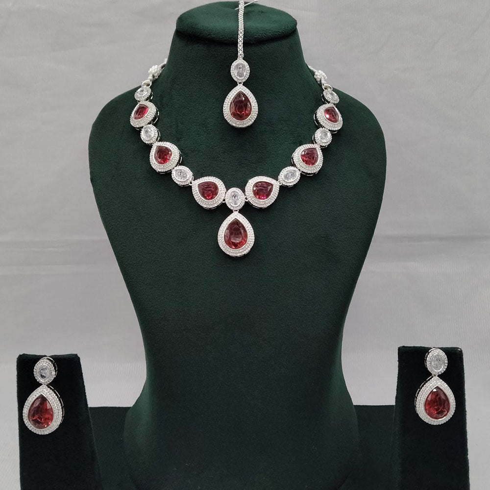 Lucentarts Jewellery Grand Luxury American Diamond Sparkle Necklace Set