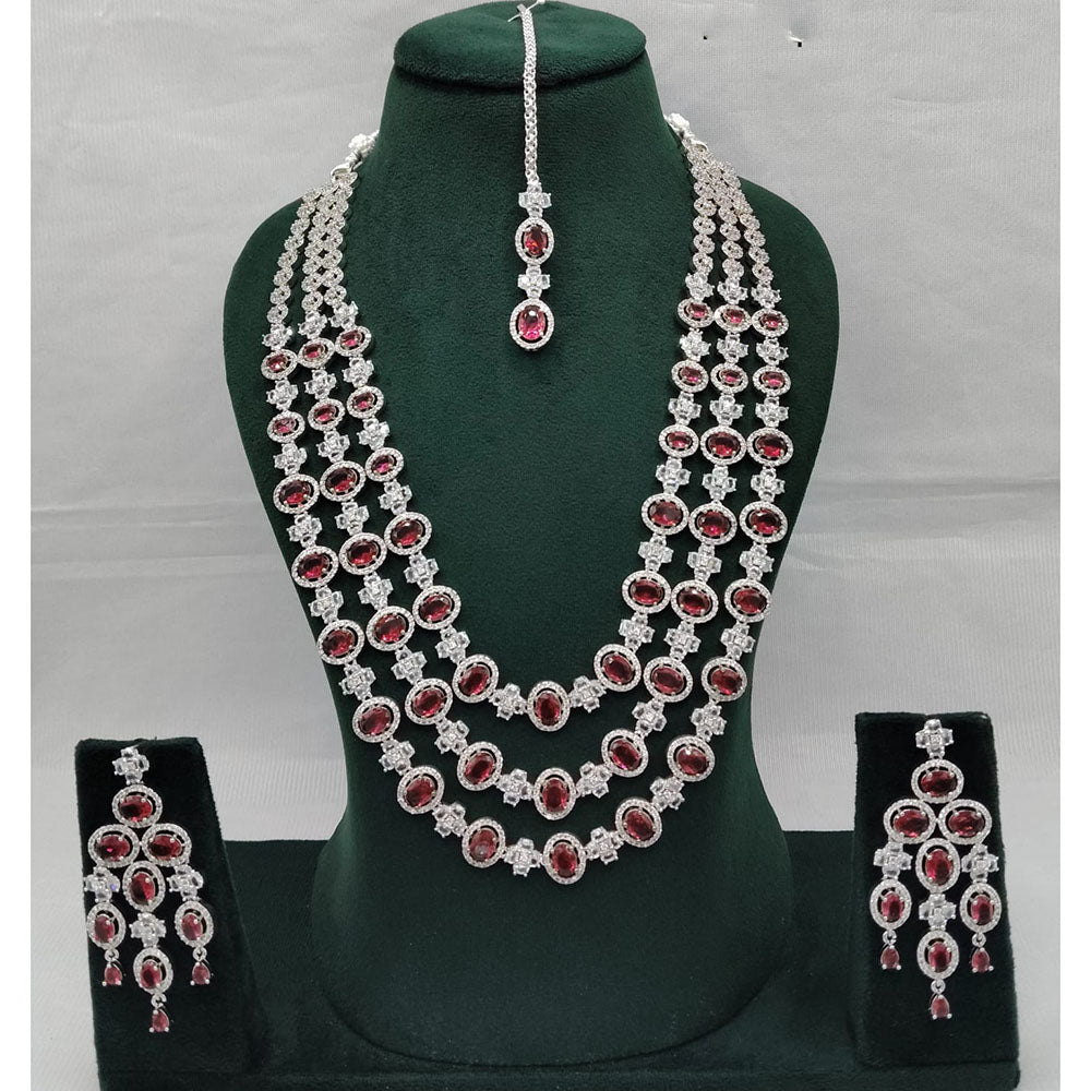 Lucentarts Jewellery Grand Luxury American Diamond Sparkle Long Necklace Set