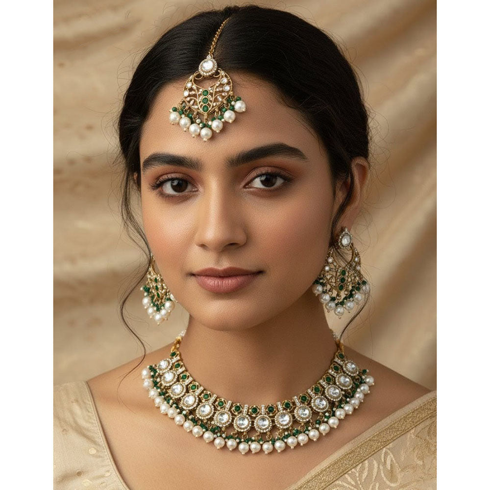 Lucentarts Jewellery Luxury Designer Pota Stone And Beads Necklace Set
