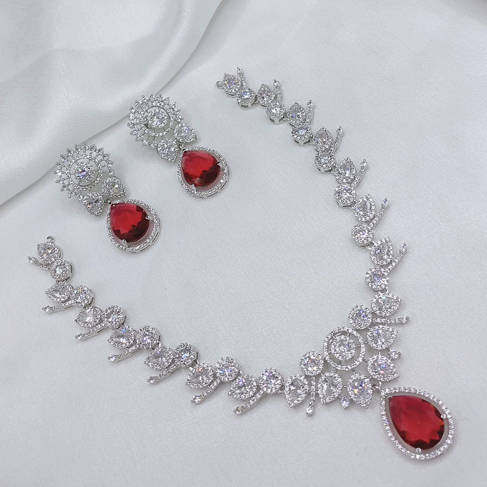 Lucentarts Jewellery Sparkling American Diamond Necklace Set