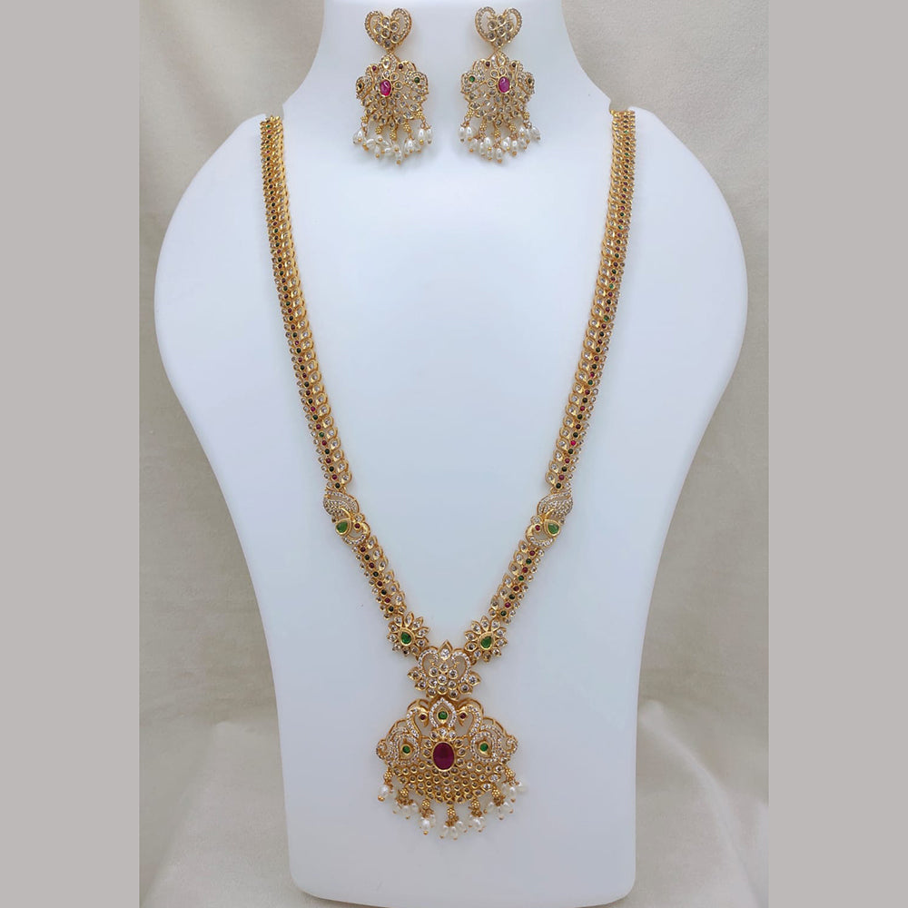 Lucentarts Jewellery Traditional Pota Stone And Pearl Designer Long Necklace Set