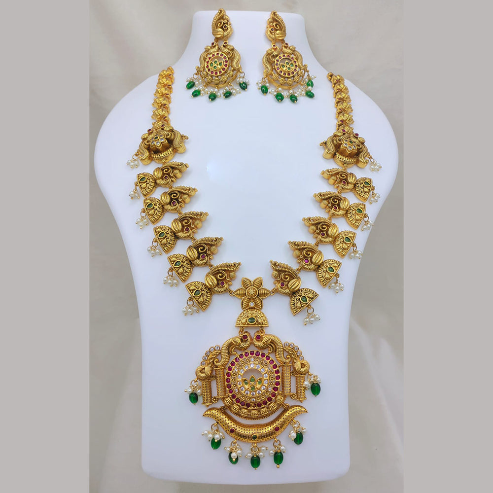 Lucentarts Jewellery Premium Pota Stone And Pearl Designer Necklace Set