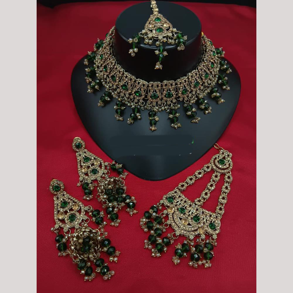 Lucentarts Jewellery Classic Crystal Stone And Pearl Choker Necklace Set