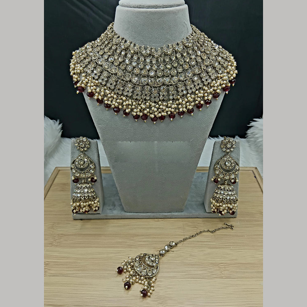 Lucentarts Jewellery Classic Austrain Stone And Pearl Choker Necklace Set