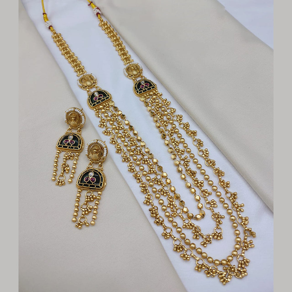 Lucentarts Jewellery Elegant Pota Stone And Pearl Long Necklace Set