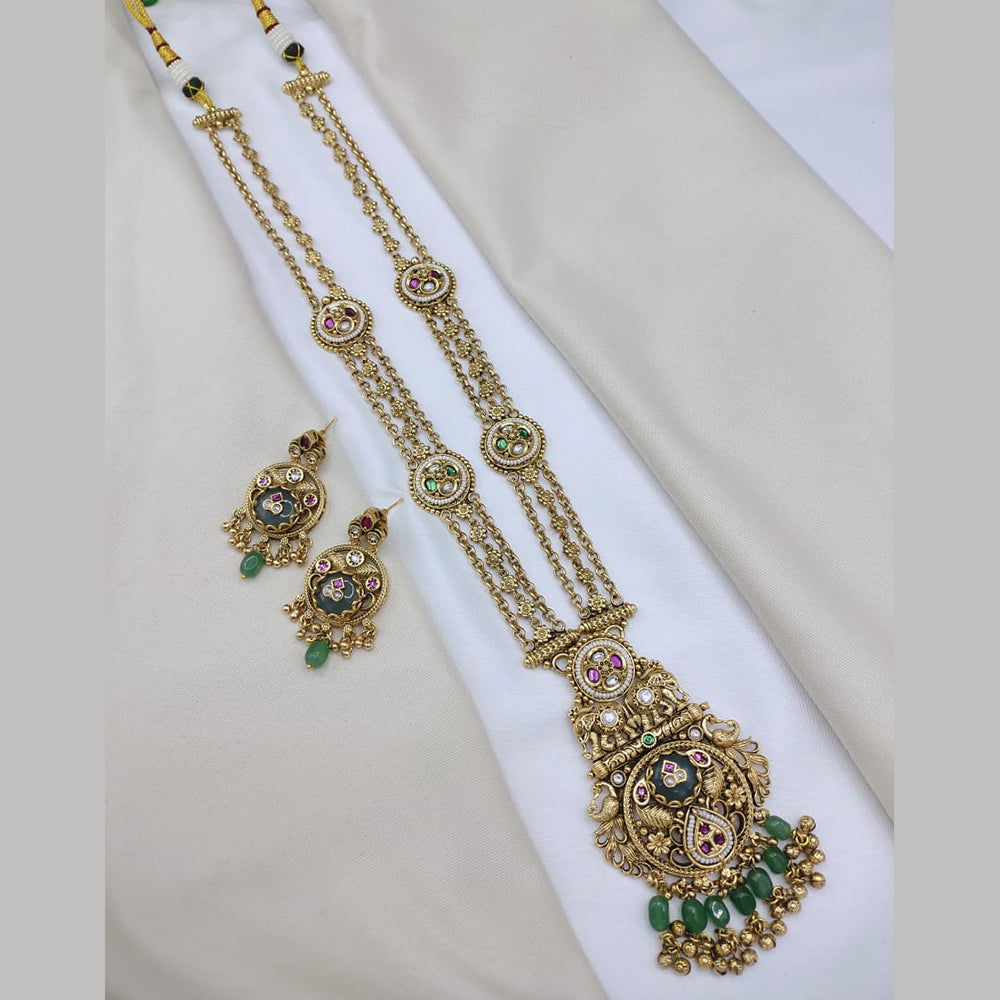 Lucentarts Jewellery Elegant Pota Stone And Pearl Long Necklace Set