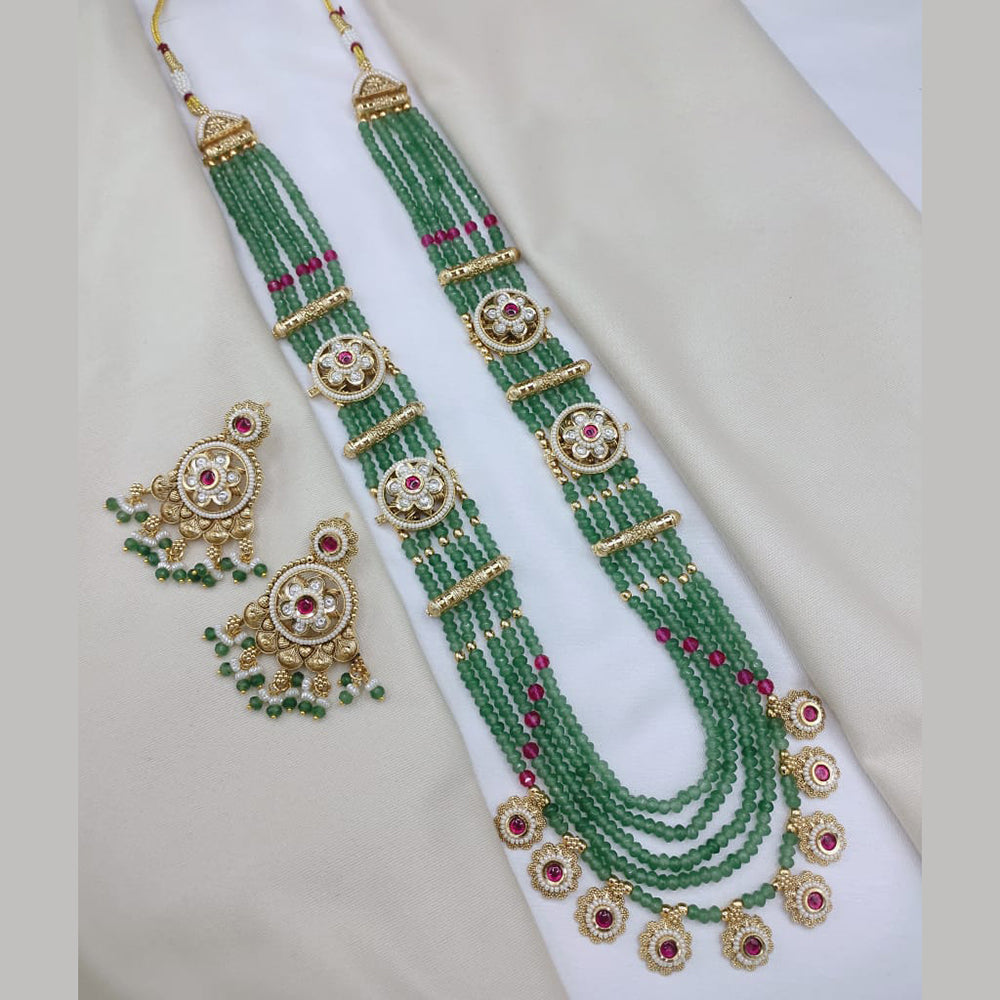 Lucentarts Jewellery Elegant Pota Stone And Pearl Long Necklace Set