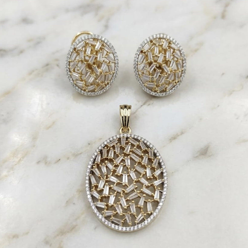 Lucentarts Jewellery Royal American Diamond Pendant Set