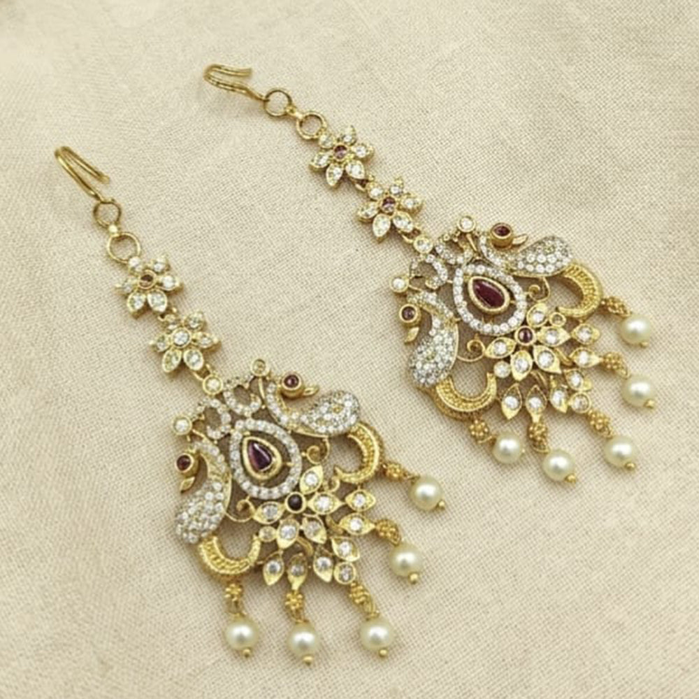 Lucentarts Jewellery Designer Pota Stone And Beads Maangtikka