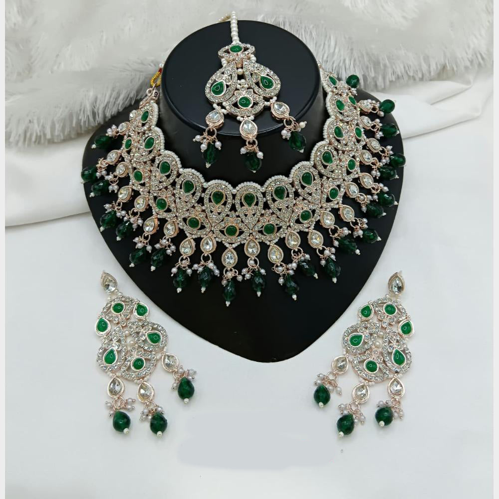 Lucentarts Jewellery Sparkle Austrian Stone Pearl And Beads Designer Choker Necklace Set