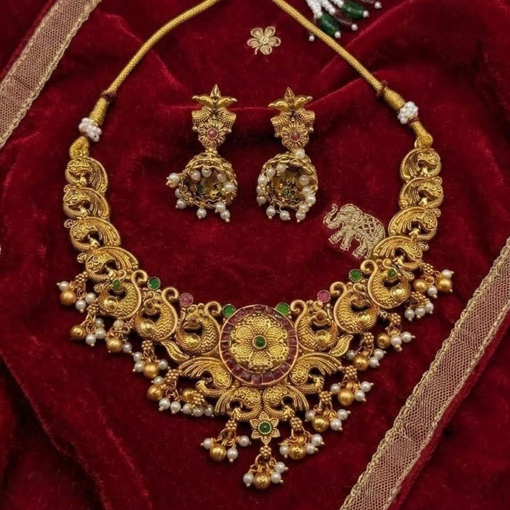Lucentarts Jewellery Heritage Pota Stone And Pearl Necklace Set