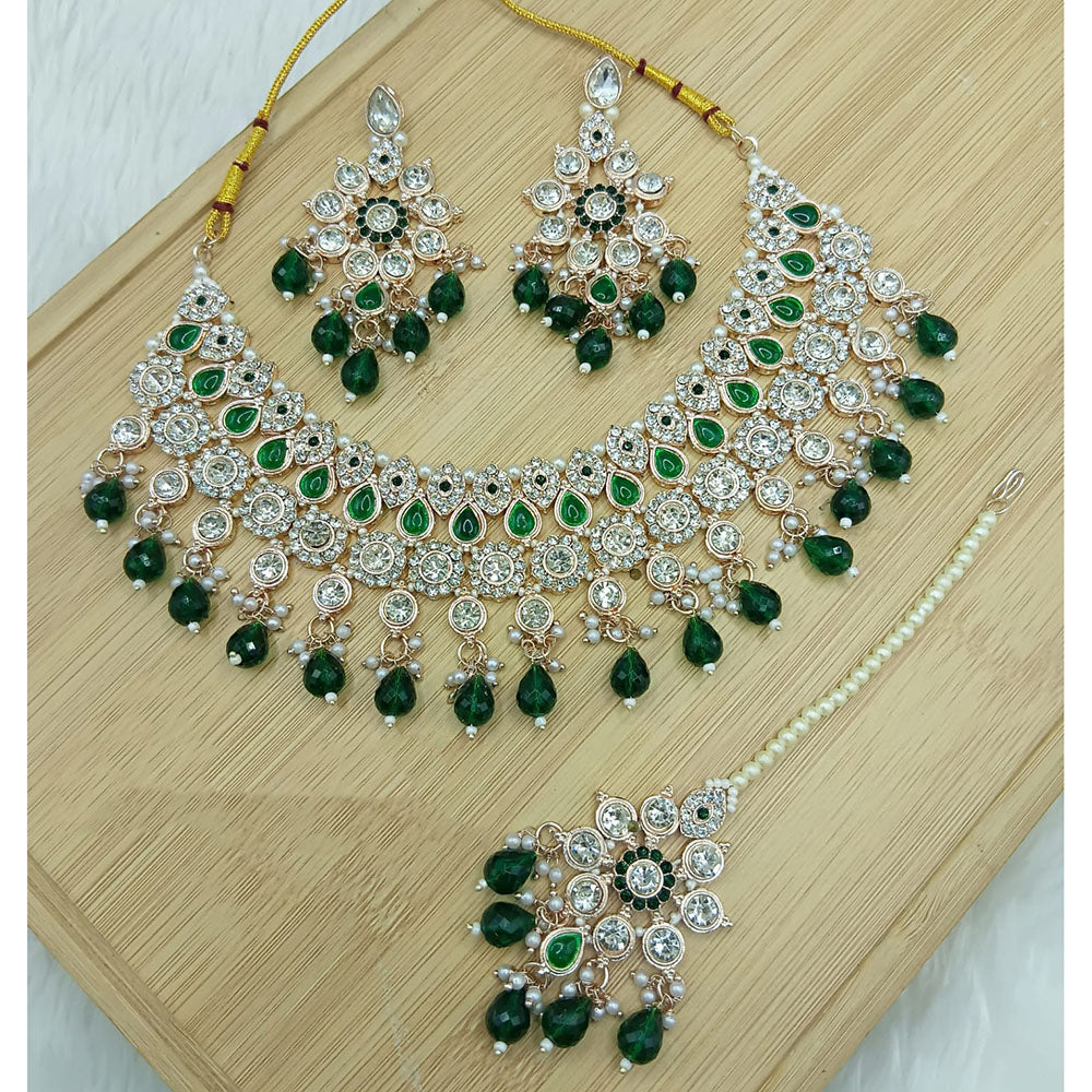 Lucentarts Jewellery Sparkle Austrian Stone Pearl And Beads Designer Necklace Set