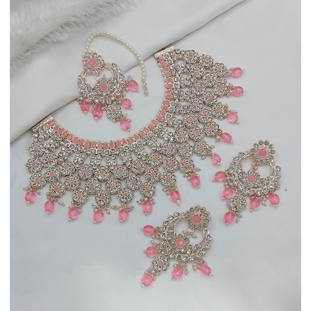 Lucentarts Jewellery Sparkle Austrian Stone Pearl And Beads Designer Choker Necklace Set