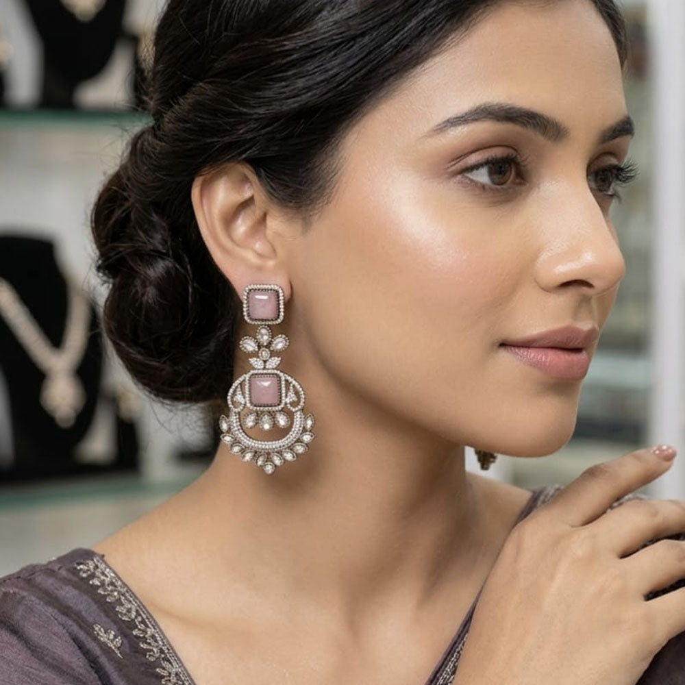 Lucentarts Jewellery Designer Pota Stone Detailing Dangler Earrings