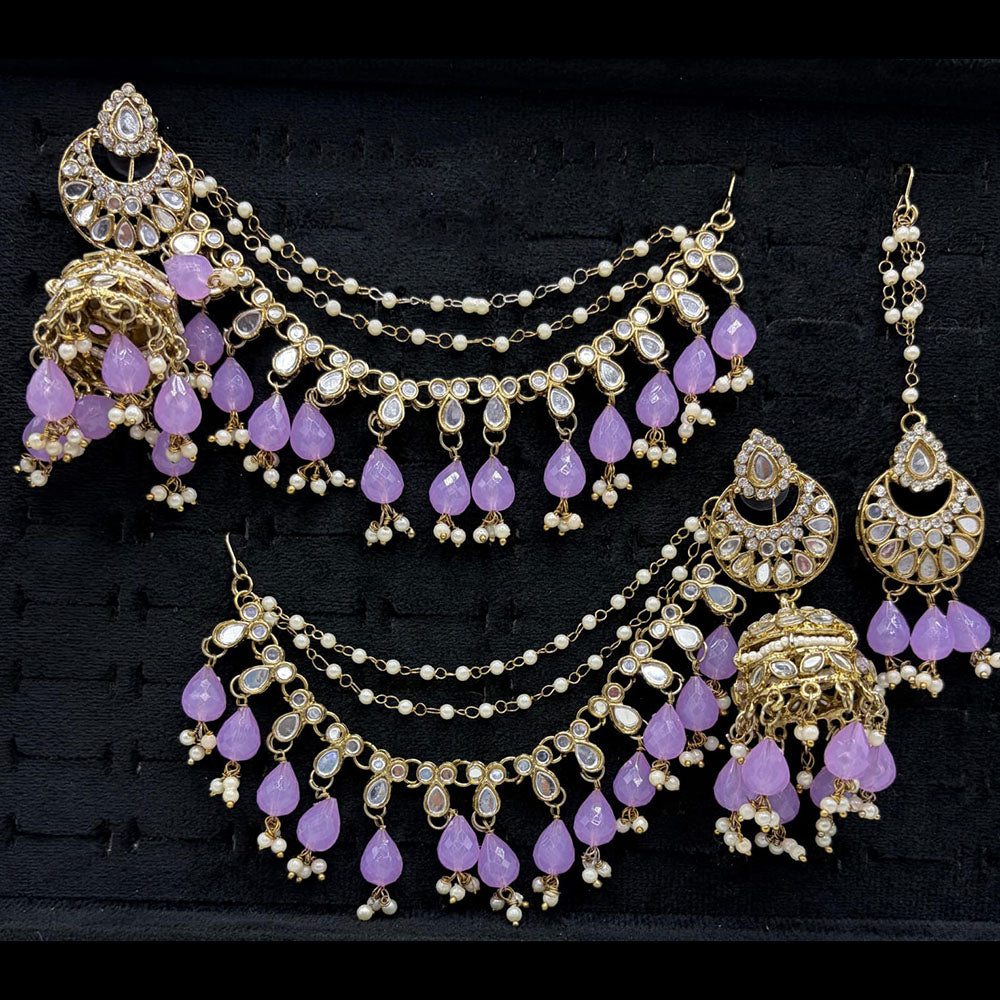 Lucentarts Jewellery Premium Austrian Stone And Mirror Jhumki With Maangtikka