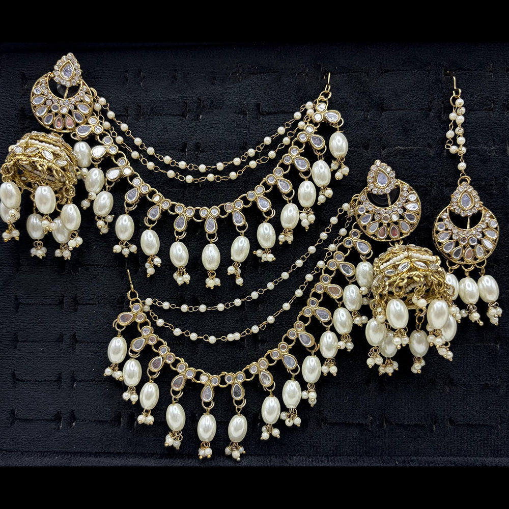 Lucentarts Jewellery Premium Austrian Stone And Mirror Jhumki With Maangtikka