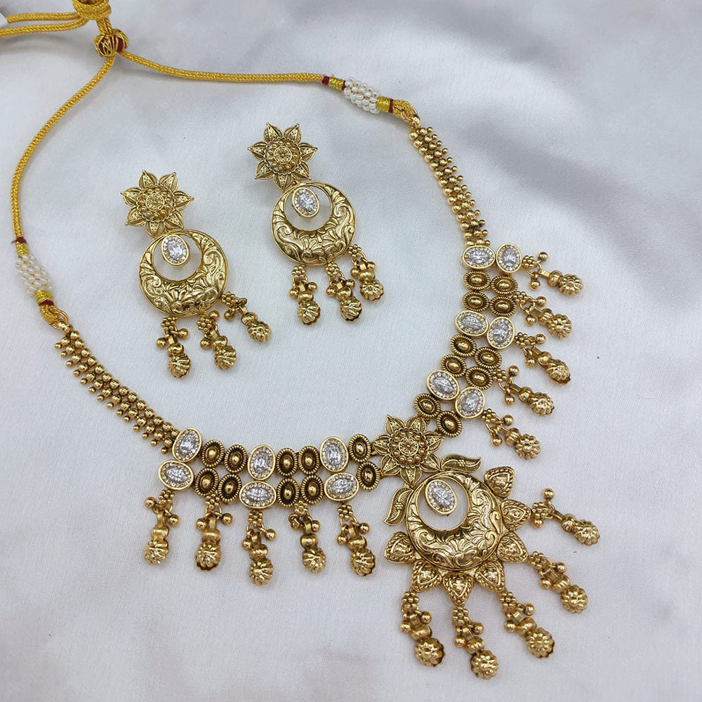 Lucentarts Jewellery Heritage Pota Stone And Pearl Necklace Set