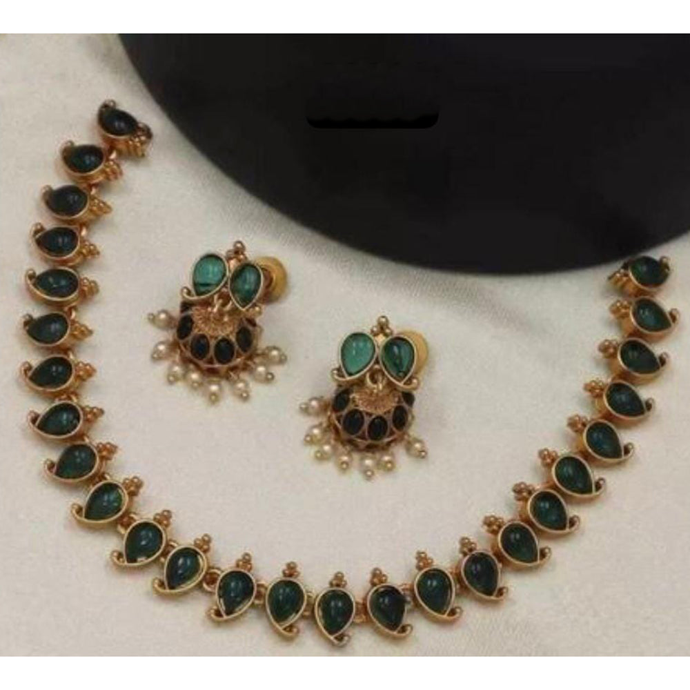 Lucentarts Jewellery Heritage Pota Stone And Pearl Necklace Set