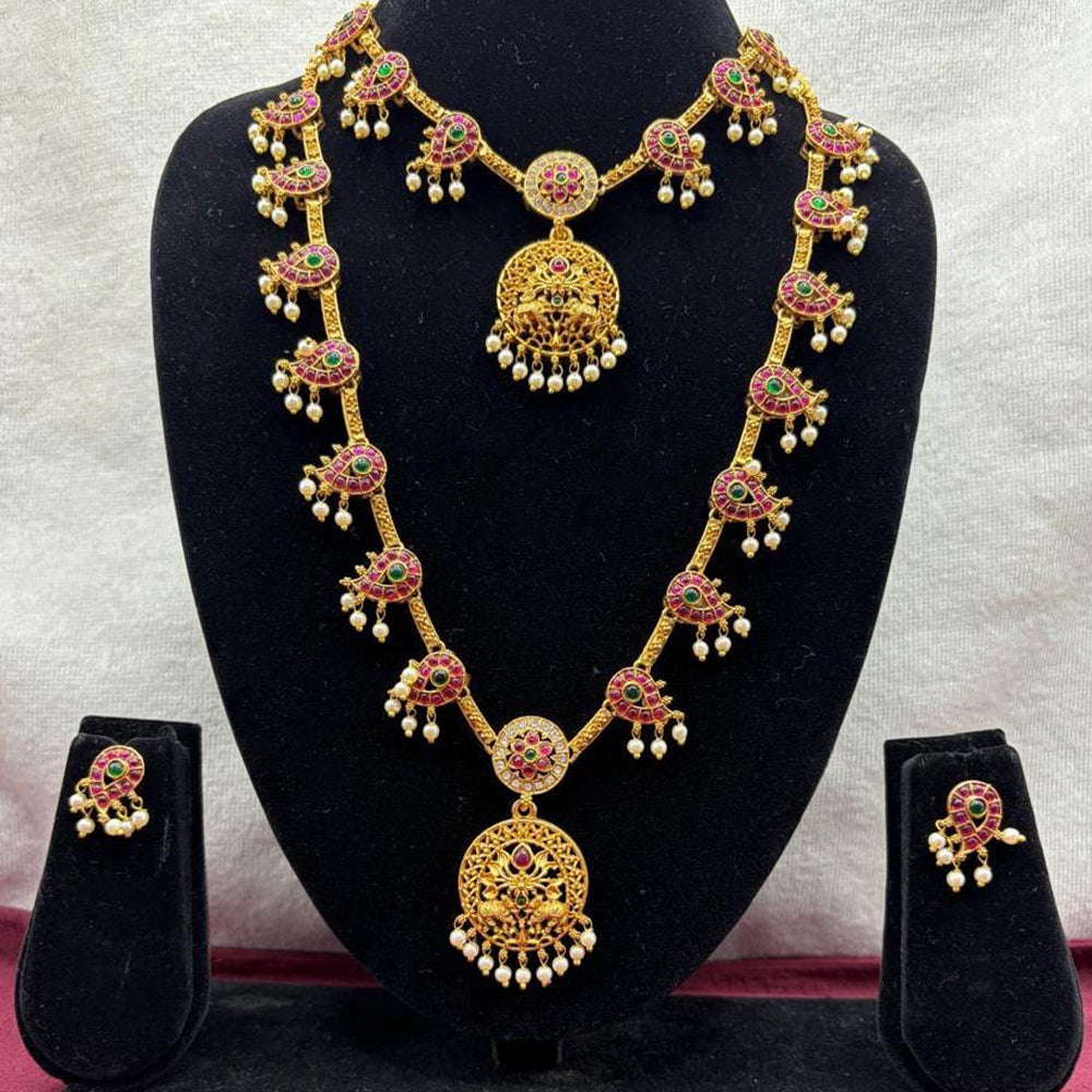 Lucentarts Jewellery Designer Pota Stone And Pearl Double Necklace Set