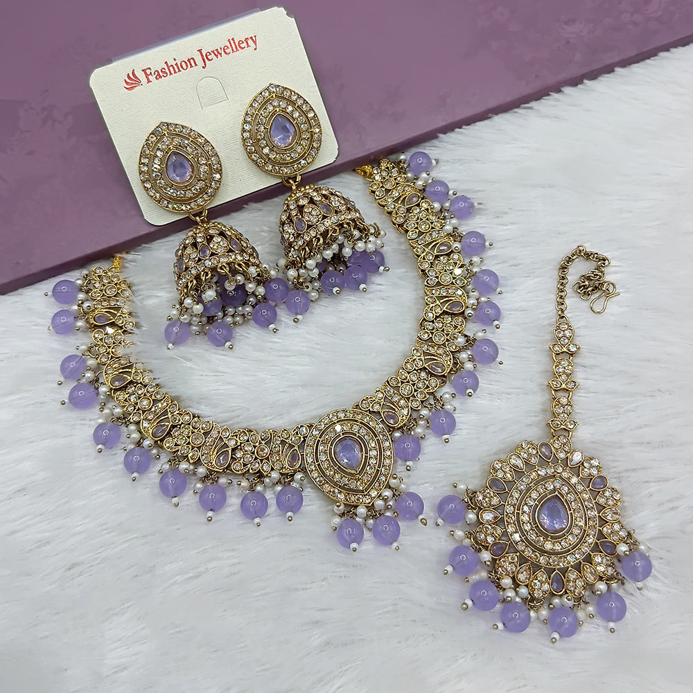 Lucentarts Jewellery Heritage Pota Stone Pearl And Beads Necklace Set